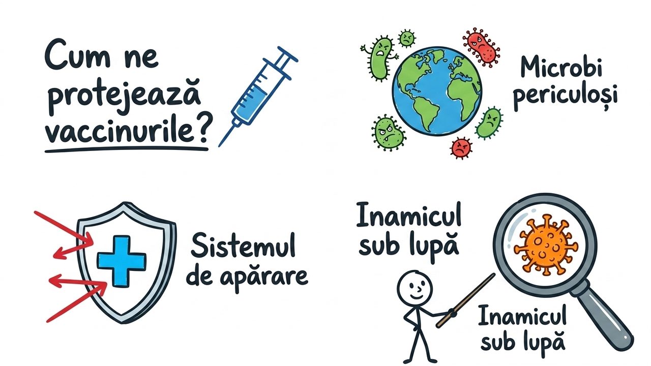 A whiteboard explainer about vaccines, narrated in Romanian